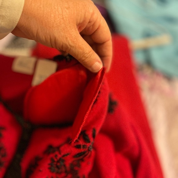 Kathie Lee Vintage Sweater Women’s S, RED & BLACK zip, peeling & stitching loss - Picture 9 of 12